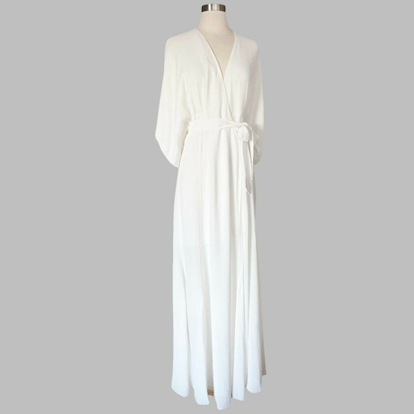 REFORMATION Winslow Wrap Maxi Dress Ivory White Belt Short Sleeves Small NWOT - Picture 11 of 12